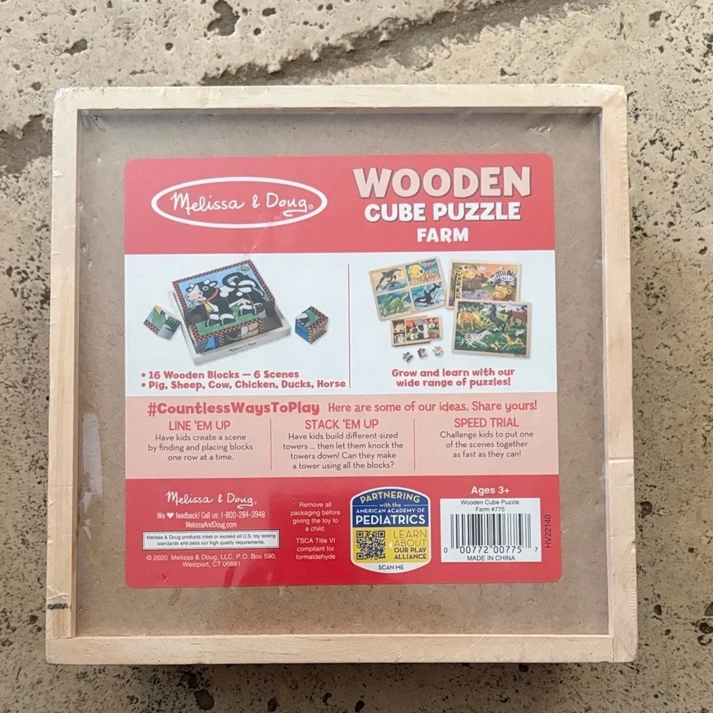 Melissa & Doug Farm Cube Puzzle - Red, Black, Green